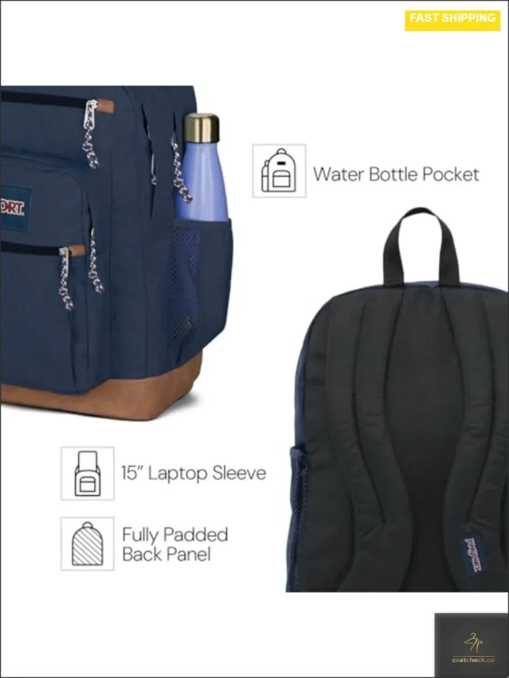 Laptop Backpack with 15-inch Sleeve, Ergonomic Straps, 2 Compartments, Durable